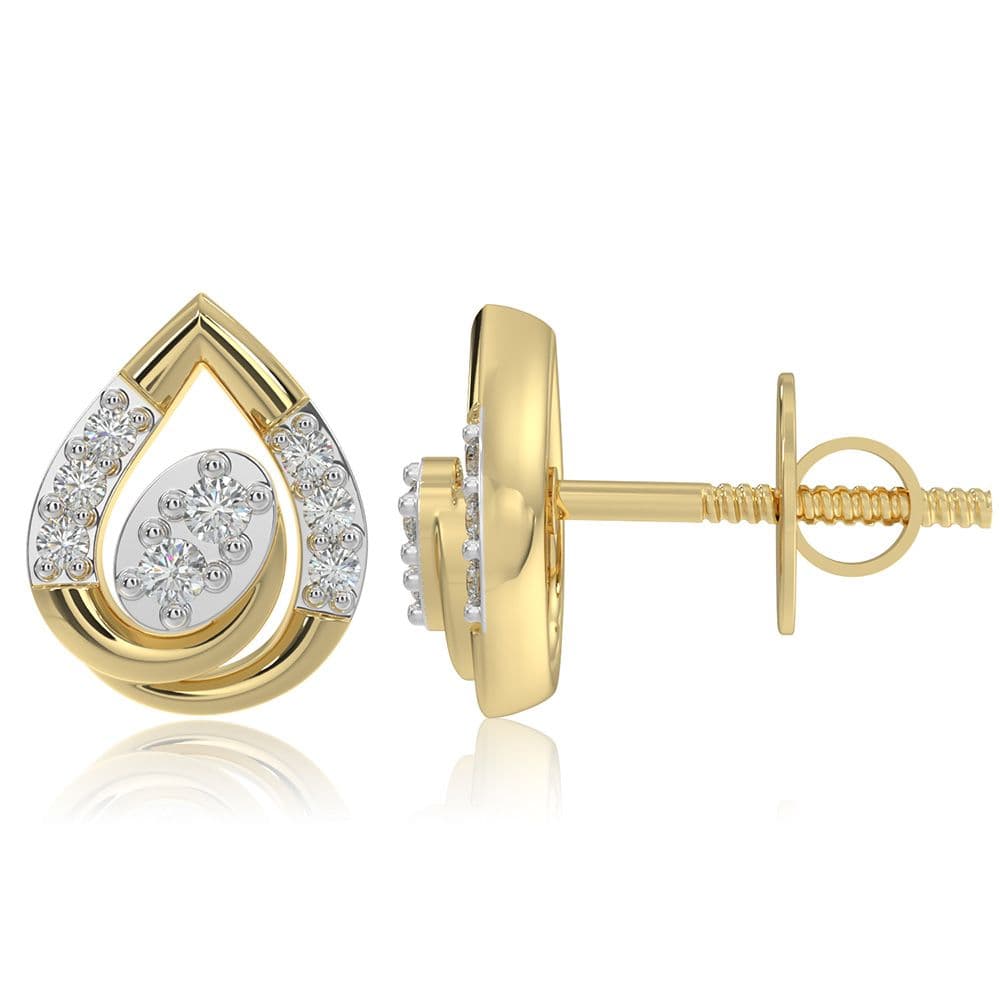 Daily Sparkle 9KT Yellow Gold Diamond Stud Earrings