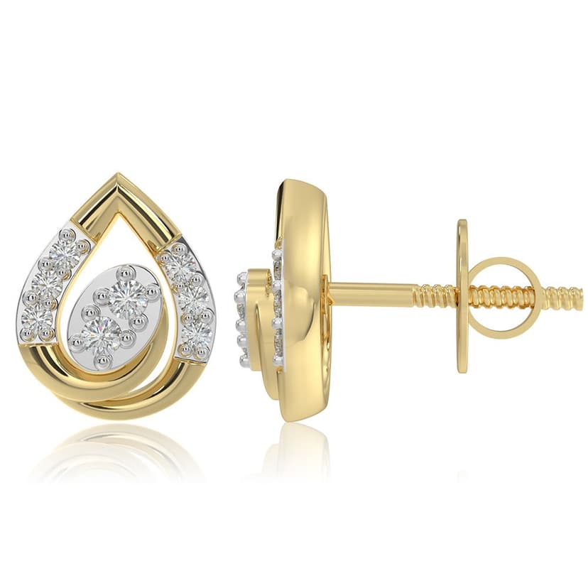 Daily Sparkle 9KT Yellow Gold Diamond Stud Earrings